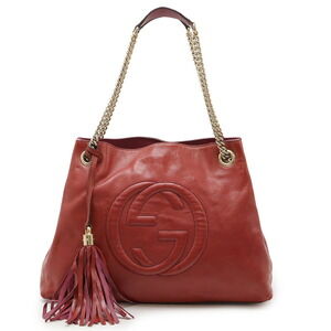 Gucci Soho Interlocking GG logo chain bag Shoulder tote Vernis Fuchsia Pink